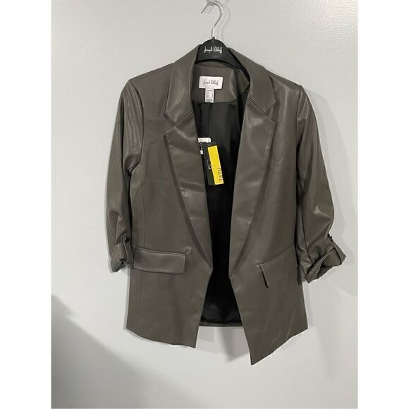 Joseph Ribkoff Black Faux Leather Long Sleeve Blazer Jacket 223090 NEW - Picture 1 of 6